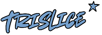 Blue 'TRISLICE' logo with a star on a light gray background